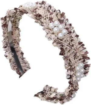 Pearl Beaded Headbands for Women Beaded Hair Hoops Weave Narrow Hair Bands Hair Accessories
