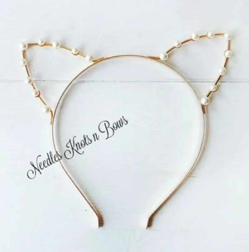 Pearl Cat Ears, Women's Cat Ears, Teen Girls Pearl Cat Ear Headband, Womens Accessories