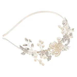 Pearl Flower Headband Delicate Bridal Hair Accessory for Wedding and Parties