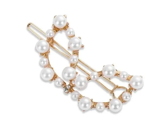Pearl Hair Clip Snap Barrettes