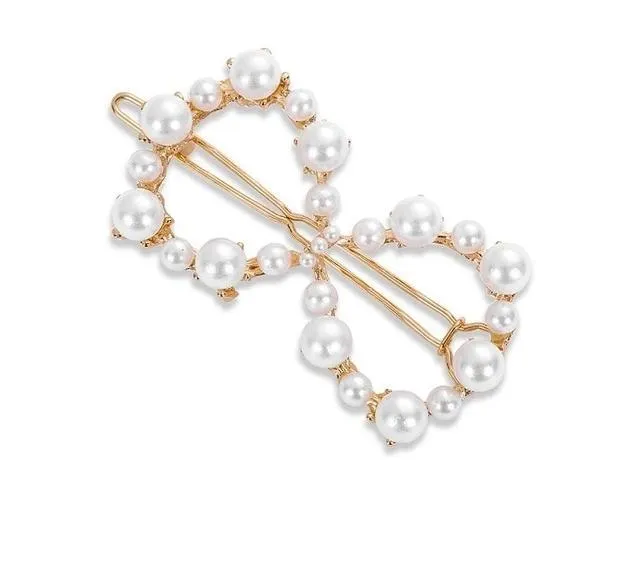 Pearl Hair Clip Snap Barrettes