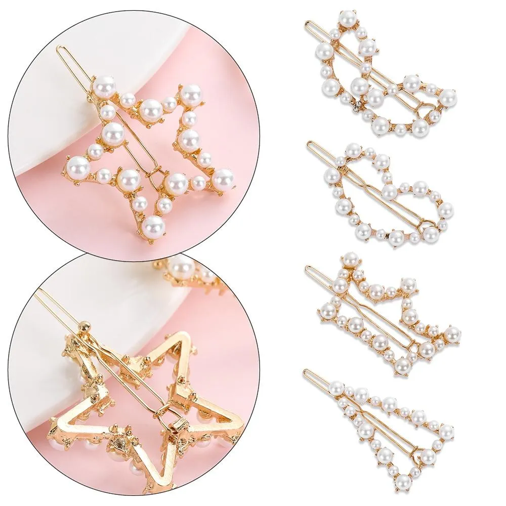 Pearl Hair Clip Snap Barrettes