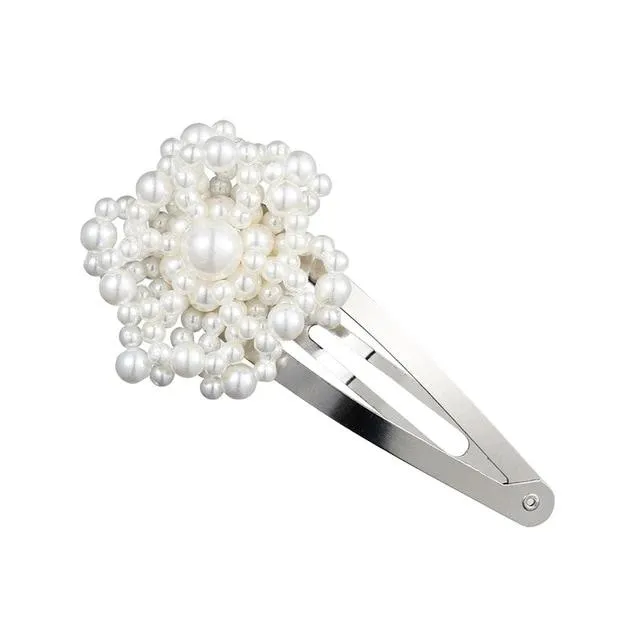 Pearl Hair Clip Snap Barrettes