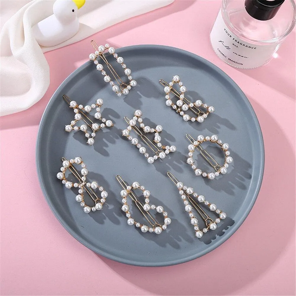 Pearl Hair Clip Snap Barrettes