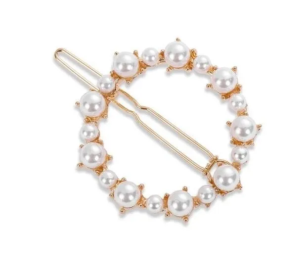 Pearl Hair Clip Snap Barrettes