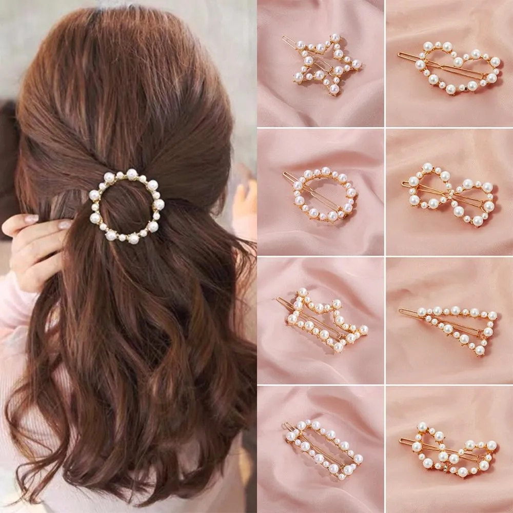 Pearl Hair Clip Snap Barrettes
