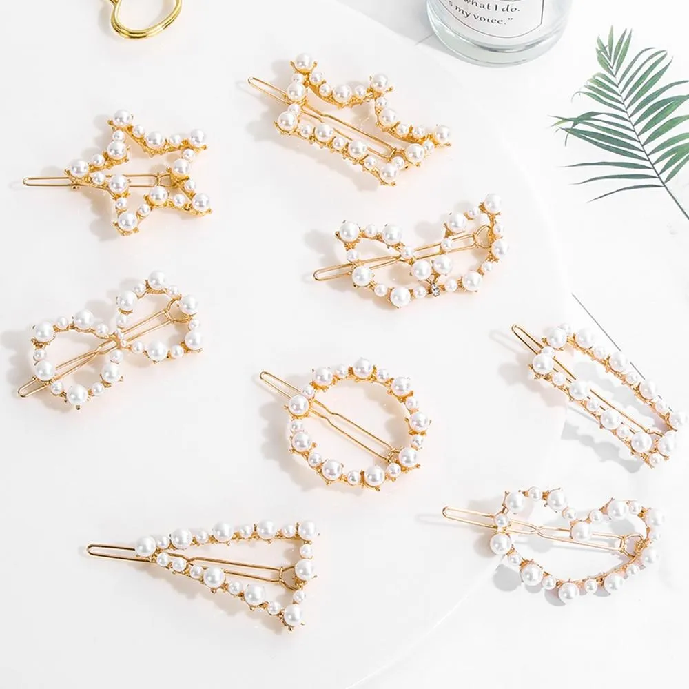 Pearl Hair Clip Snap Barrettes