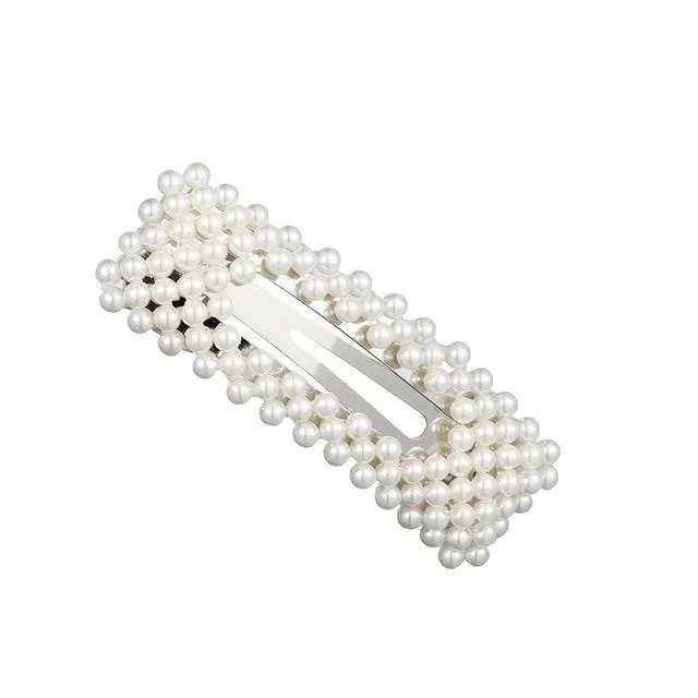 Pearl Hair Clip Snap Barrettes