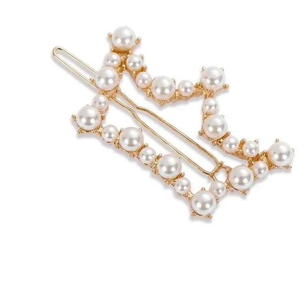 Pearl Hair Clip Snap Barrettes