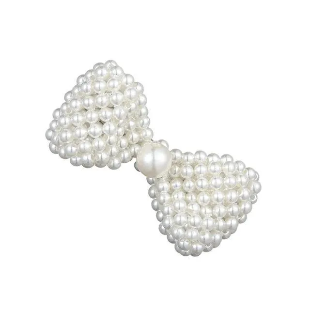 Pearl Hair Clip Snap Barrettes