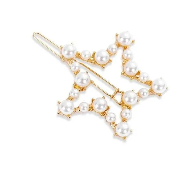 Pearl Hair Clip Snap Barrettes