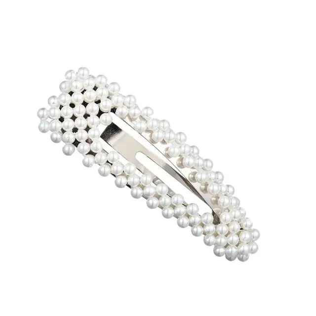 Pearl Hair Clip Snap Barrettes