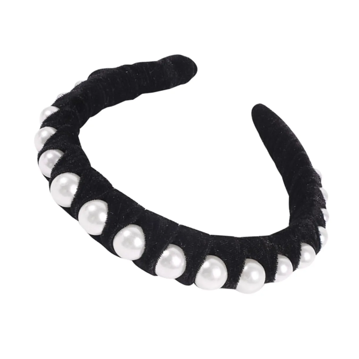 Pearl Headband for Women Gold Velvet Hair Hoop Fashionable Hair Accessories for Party