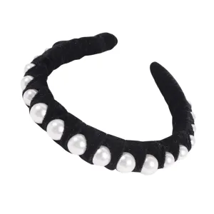 Pearl Headband for Women Gold Velvet Hair Hoop Fashionable Hair Accessories for Party