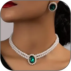 Pearl Jewelry Set for Women Trendy Pearl Necklace and Earring Set Big Pearls Earrings Chunky Pearls Necklaces for Women Wedding Jewelry for Bride Bridesmaid