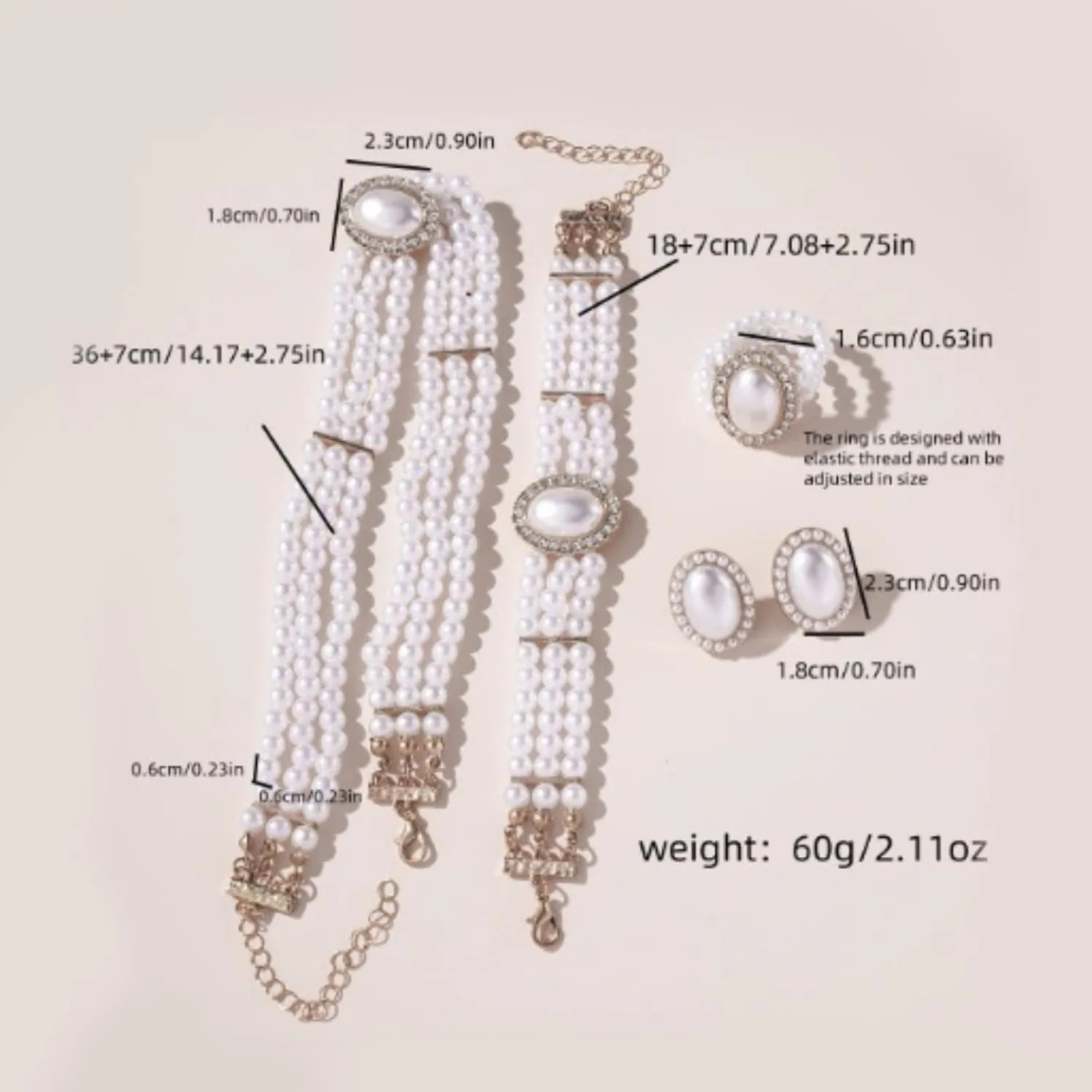 Pearl Jewelry Set for Women Trendy Pearl Necklace and Earring Set Big Pearls Earrings Chunky Pearls Necklaces for Women Wedding Jewelry for Bride Bridesmaid