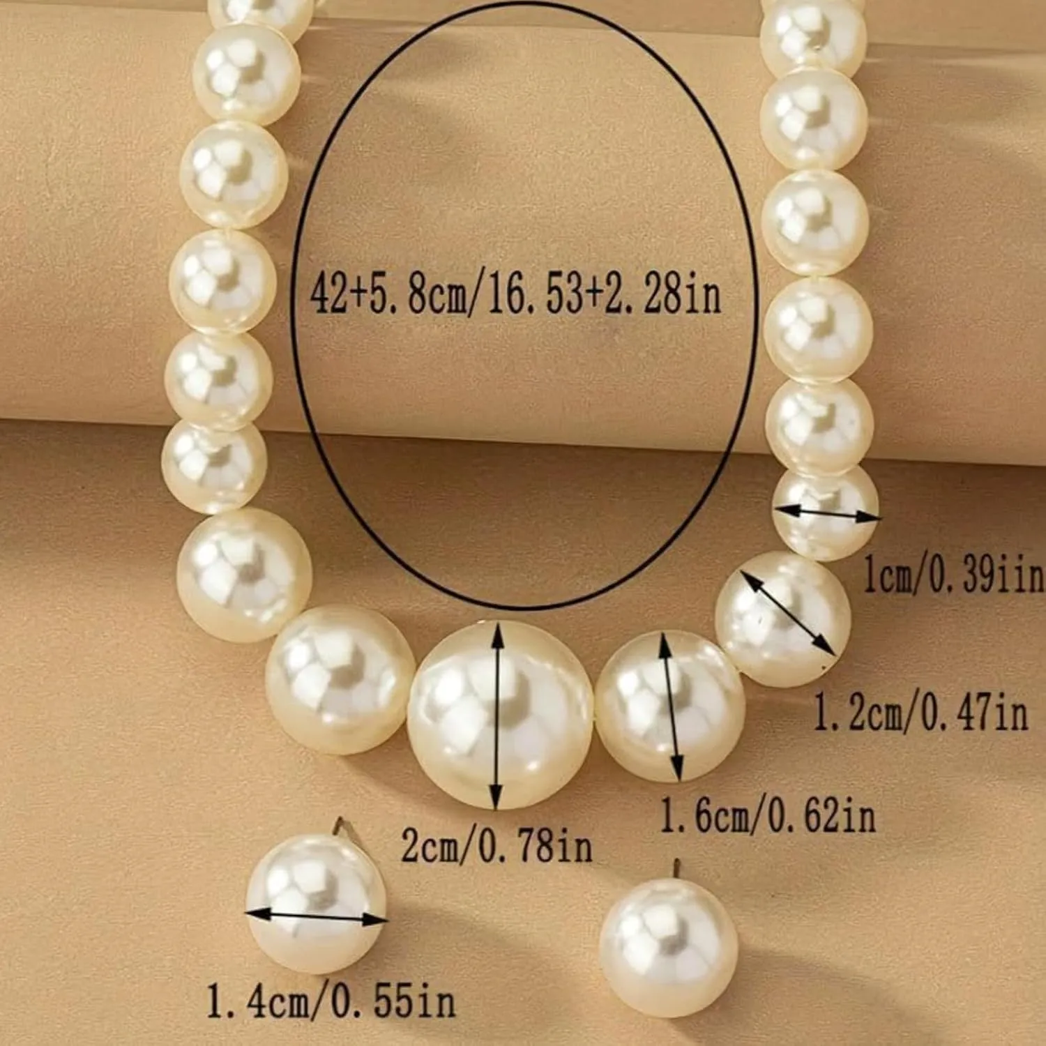 Pearl Jewelry Set for Women Trendy Pearl Necklace and Earring Set Big Pearls Earrings Chunky Pearls Necklaces for Women Wedding Jewelry for Bride Bridesmaid