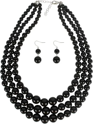 Pearl Necklace and Earring Set for Women Pearl Jewelry Set Chunky Pearl Choker Necklace Faux Large Pearl Collar Necklace Brides Wedding Jewelry for Women