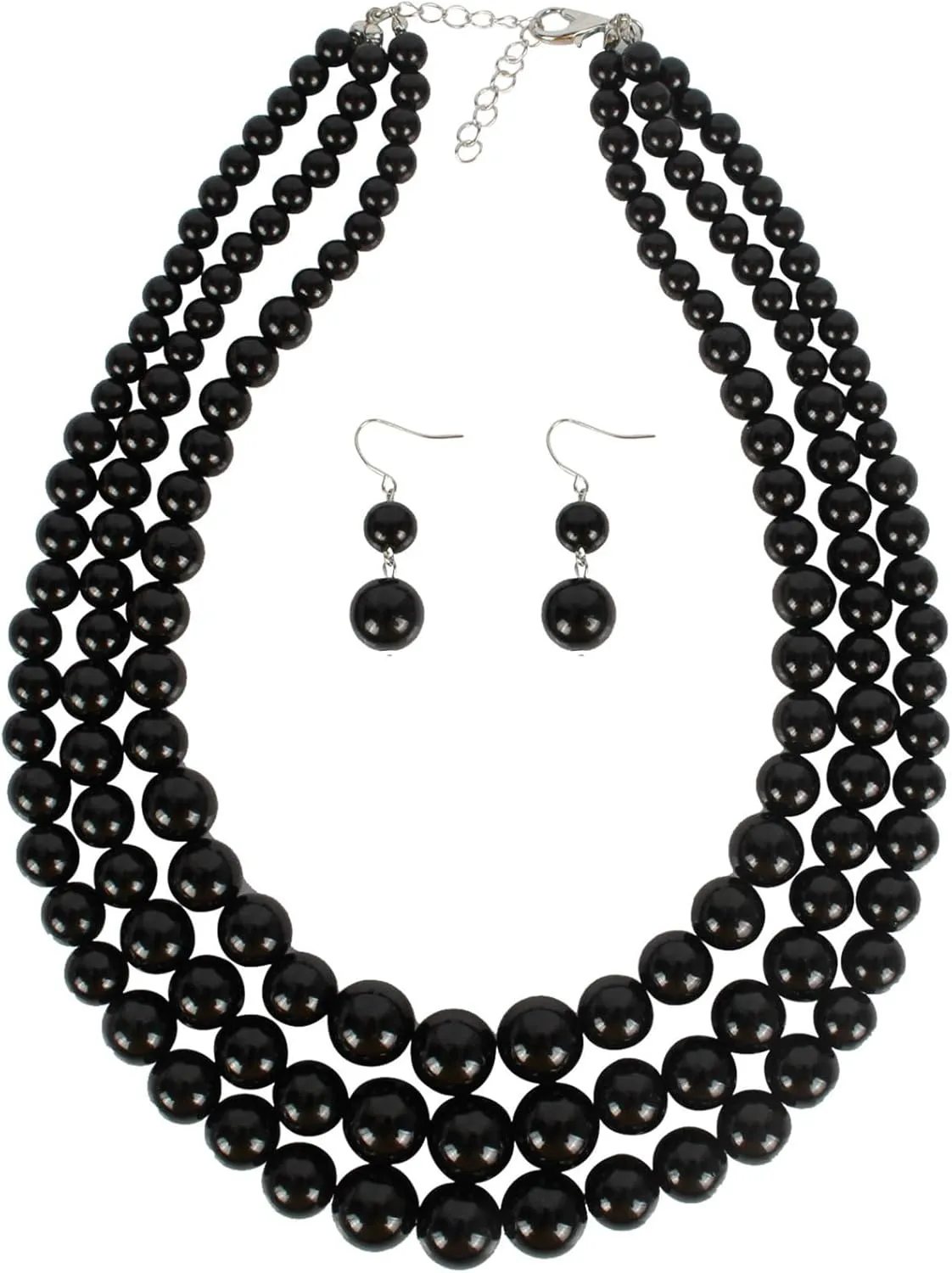 Pearl Necklace and Earring Set for Women Pearl Jewelry Set Chunky Pearl Choker Necklace Faux Large Pearl Collar Necklace Brides Wedding Jewelry for Women