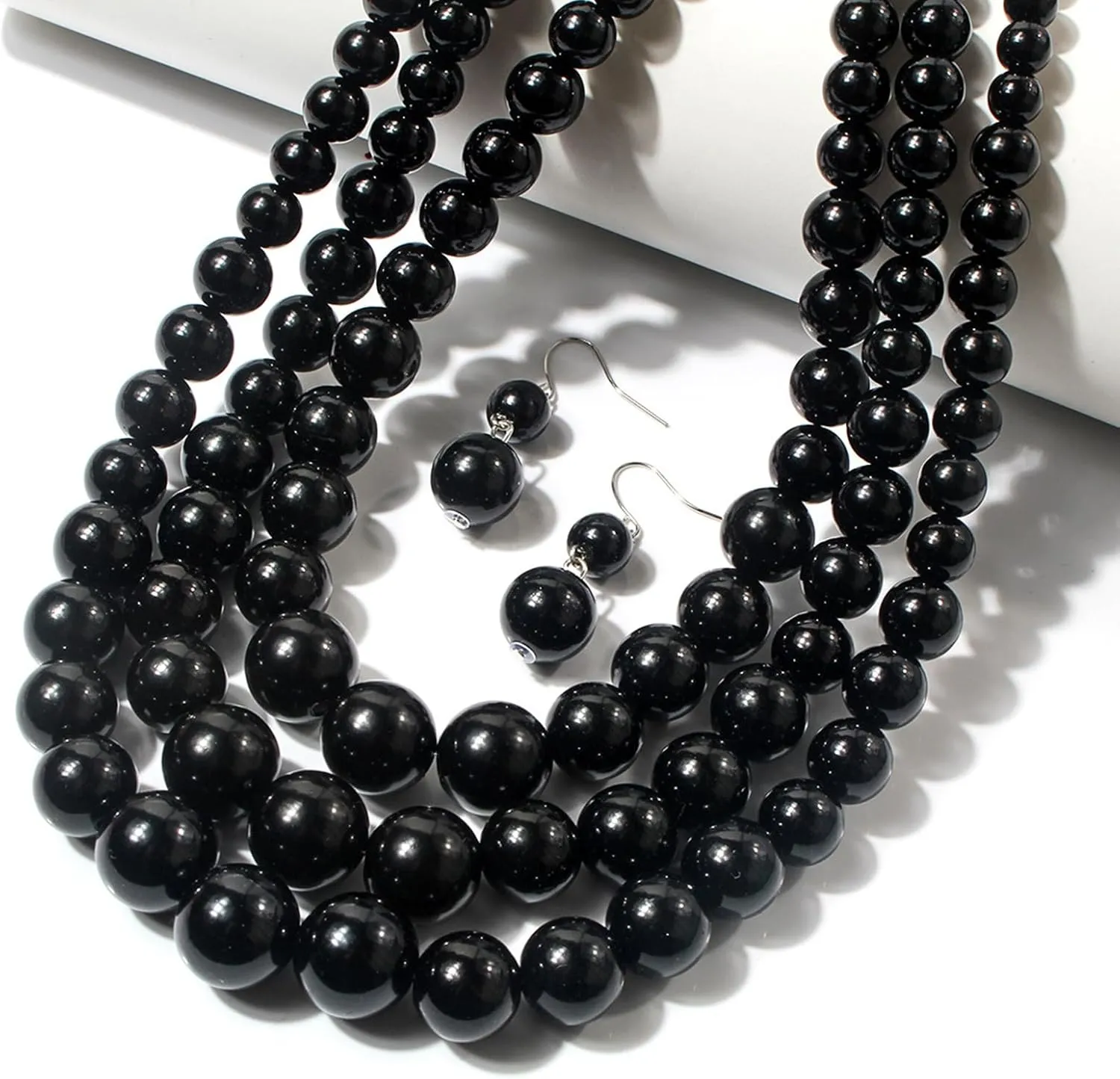 Pearl Necklace and Earring Set for Women Pearl Jewelry Set Chunky Pearl Choker Necklace Faux Large Pearl Collar Necklace Brides Wedding Jewelry for Women