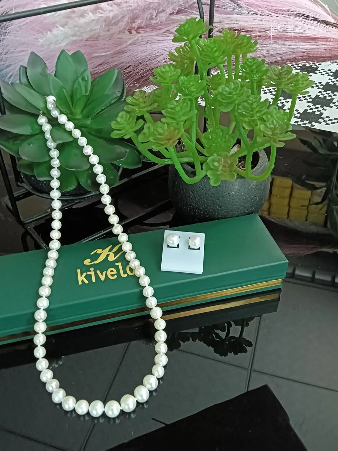 Pearl necklace and Earring set-Real Pearl necklace-Jewelry sets for women | 18in-19in AAAAFreshwater pearl necklace,Elegant Round Ivory Womens pearl necklace Fashionable Boutique Gift- xinyu163 store!