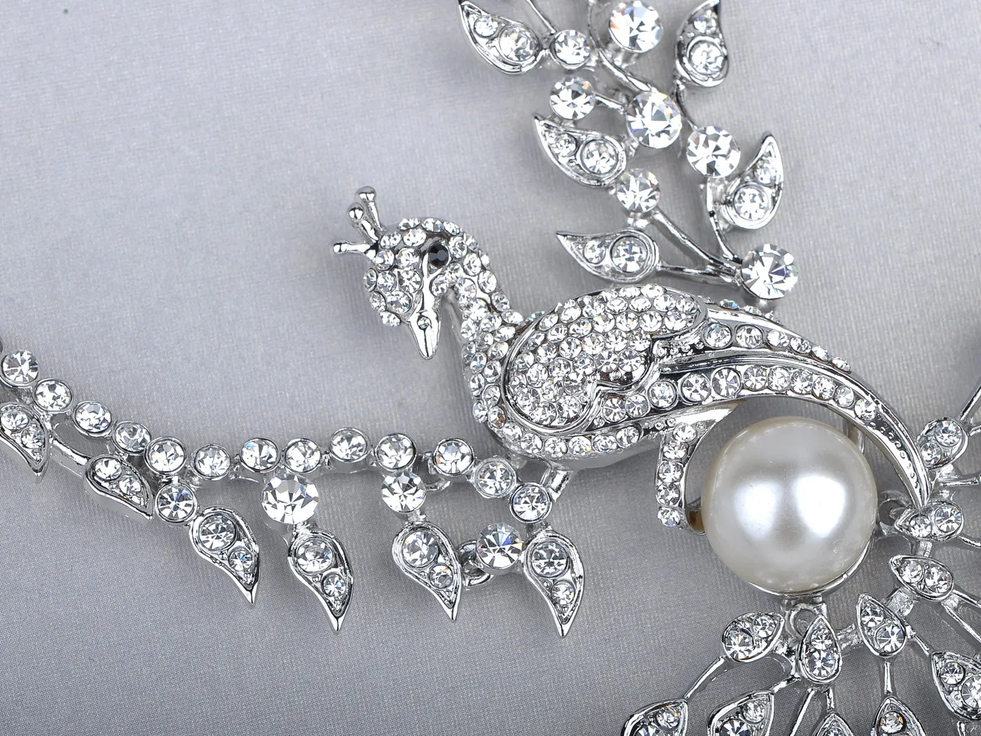 Pearl Peacock Bird Necklace Earrings Set