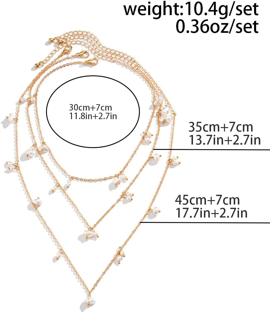Pearl Pendant Necklaces for Women Dainty Layered Pearl Chain Necklace Summer Pearl Jewelry Adjustable Chain Simple Jewelry Gifts for Women