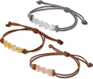 Personalized Bracelet, Minimalist Adjustable 1-8 Birth Flower Waxed Line Bracelet Charm Jewelry - Mother's Day Gift for Women