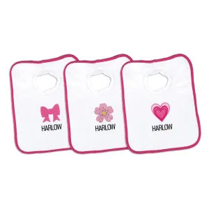 Personalized Emoji Bib - 3 Pack Pretty in Pink