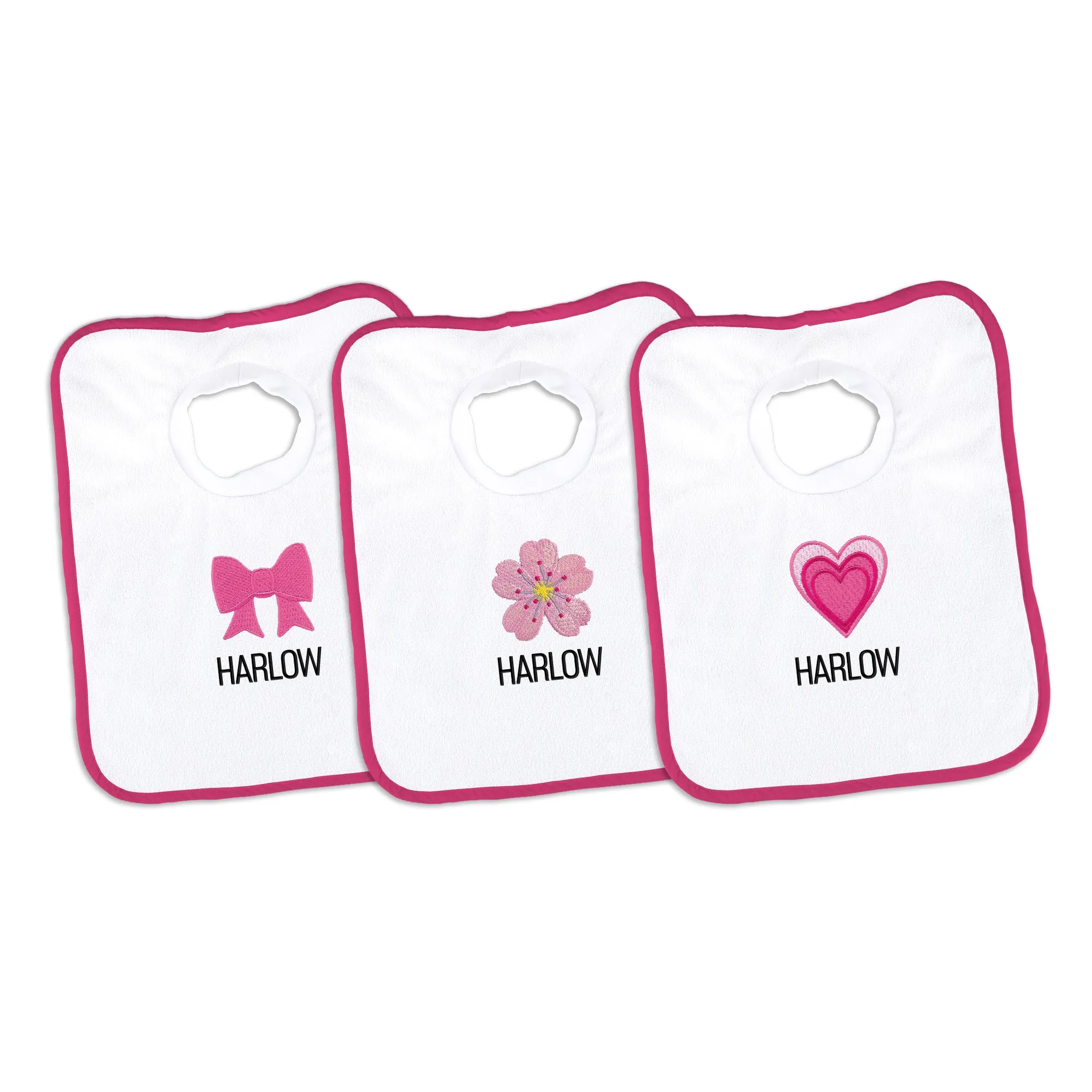 Personalized Emoji Bib - 3 Pack Pretty in Pink