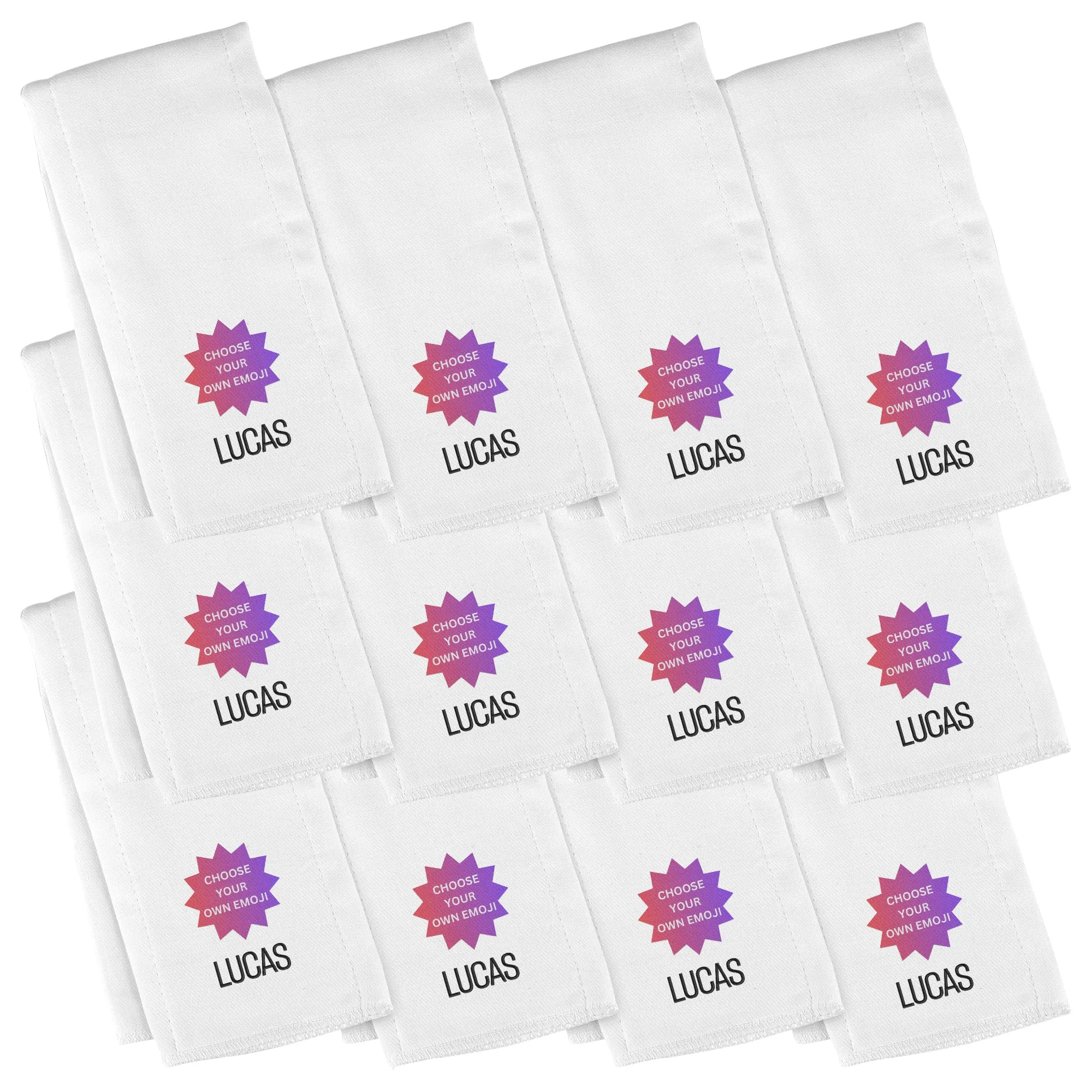 Personalized Emoji Burp Cloth - 12 Pack Choose Your Own