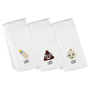 Personalized Emoji Burp Cloth - 3 Pack Baby's Firsts