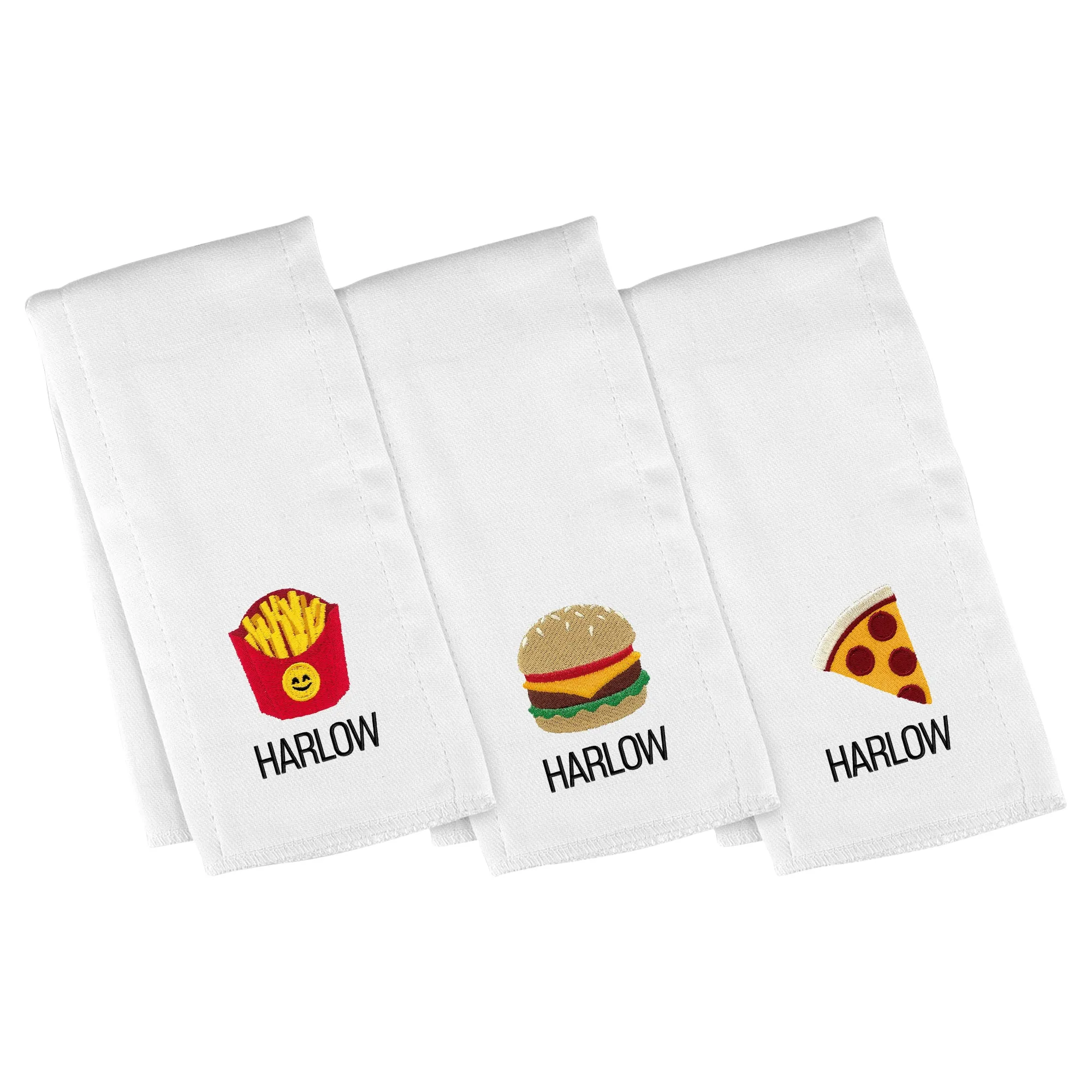 Personalized Emoji Burp Cloth - 3 Pack Junk Food