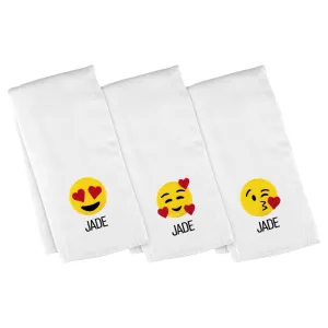 Personalized Emoji Burp Cloth - 3 Pack Lots of Love
