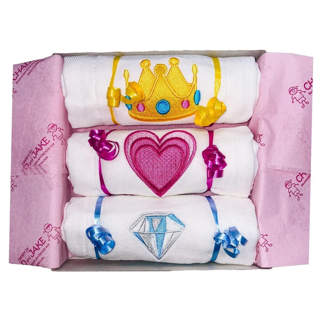 Personalized Emoji Burp Cloth - 3 Pack Princess