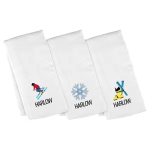 Personalized Emoji Burp Cloth - 3 Pack Skier
