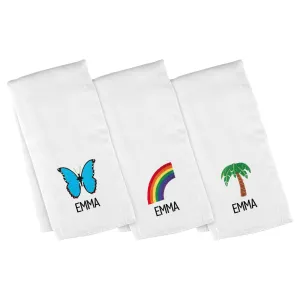 Personalized Emoji Burp Cloth - 3 Pack Tropical