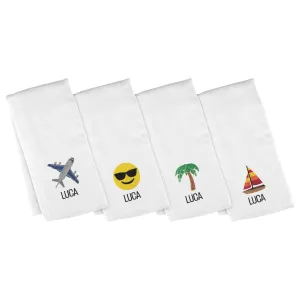 Personalized Emoji Burp Cloth - 4 Pack Jetsetter