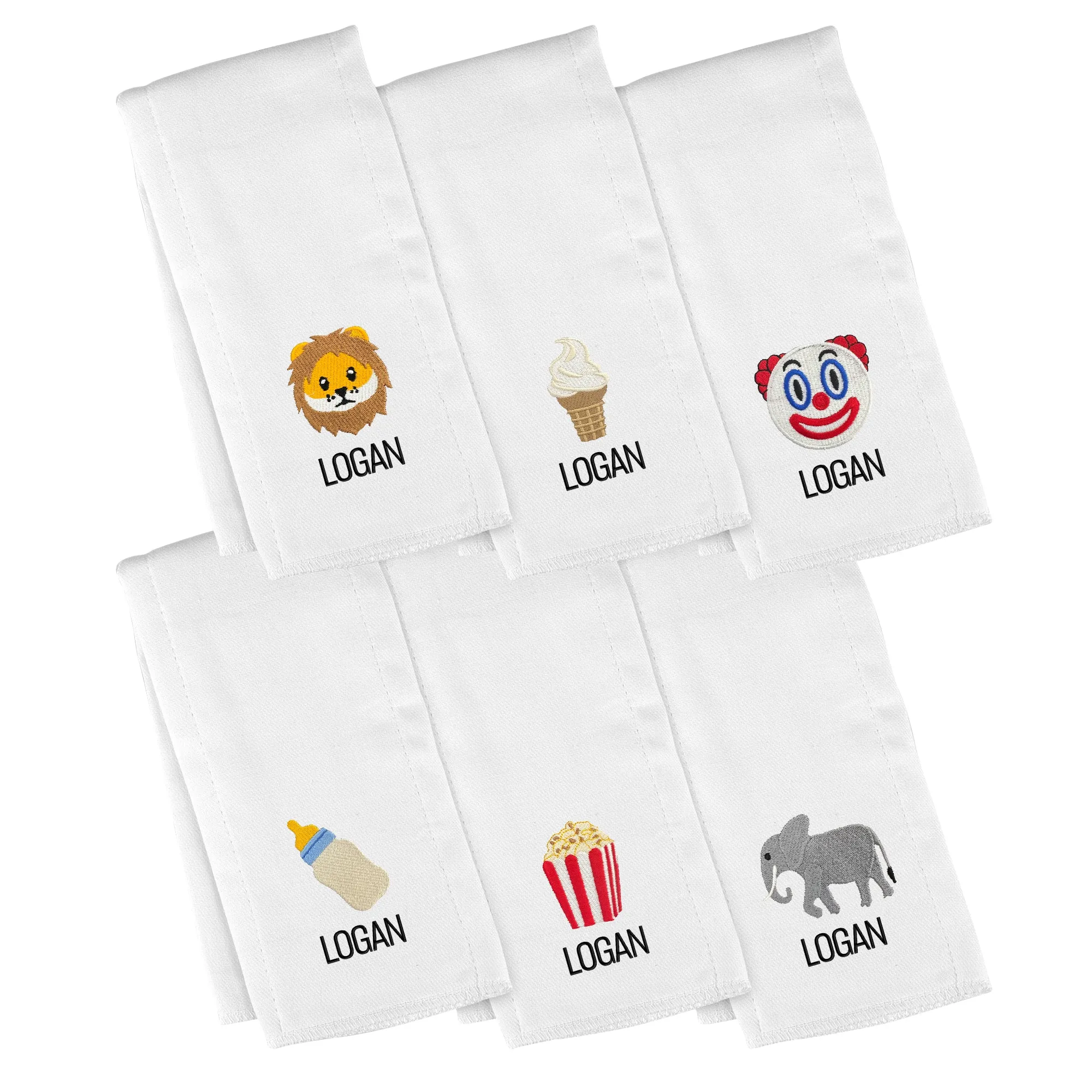Personalized Emoji Burp Cloth - 6 Pack Circus