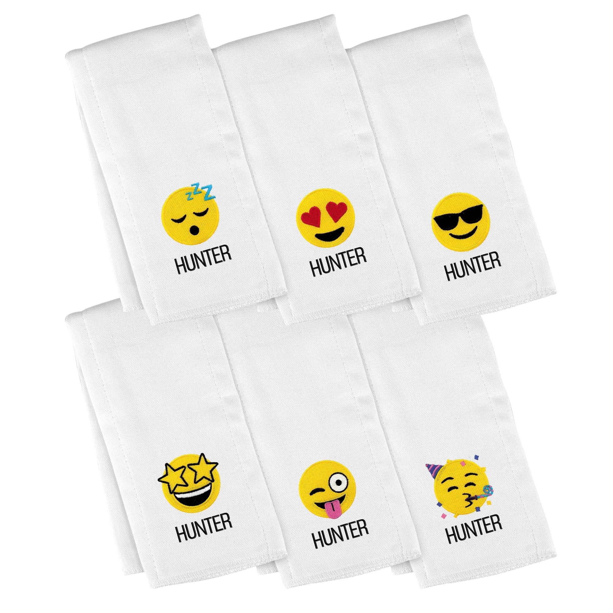 Personalized Emoji Burp Cloth - 6 Pack Moods