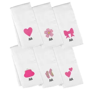 Personalized Emoji Burp Cloth - 6 Pack Pink