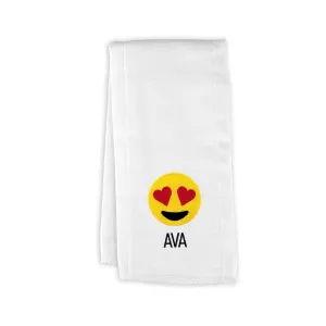 Personalized Heart Eyes Emoji Burp Cloth