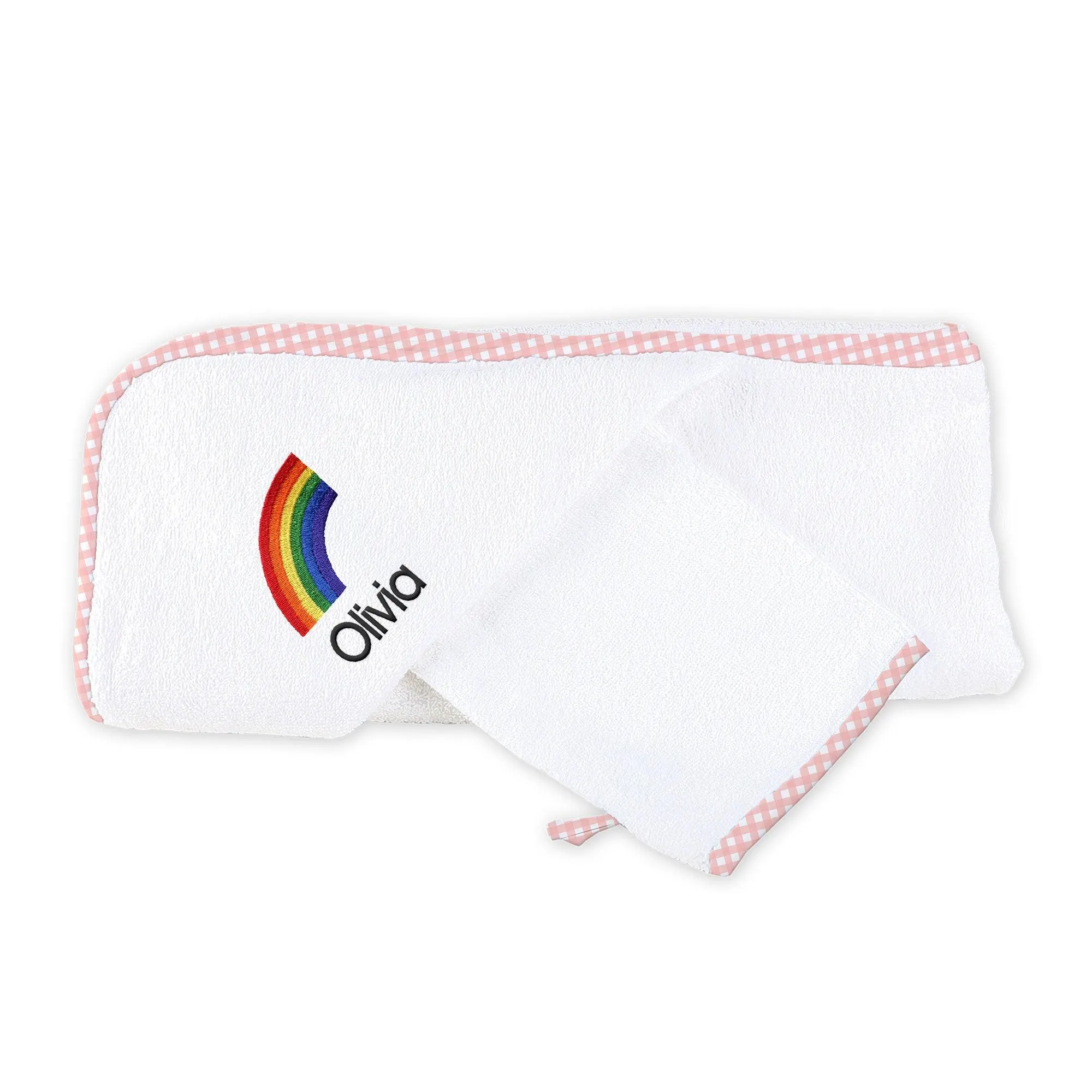 Personalized Rainbow Emoji Hooded Towel & Wash Mitt Set