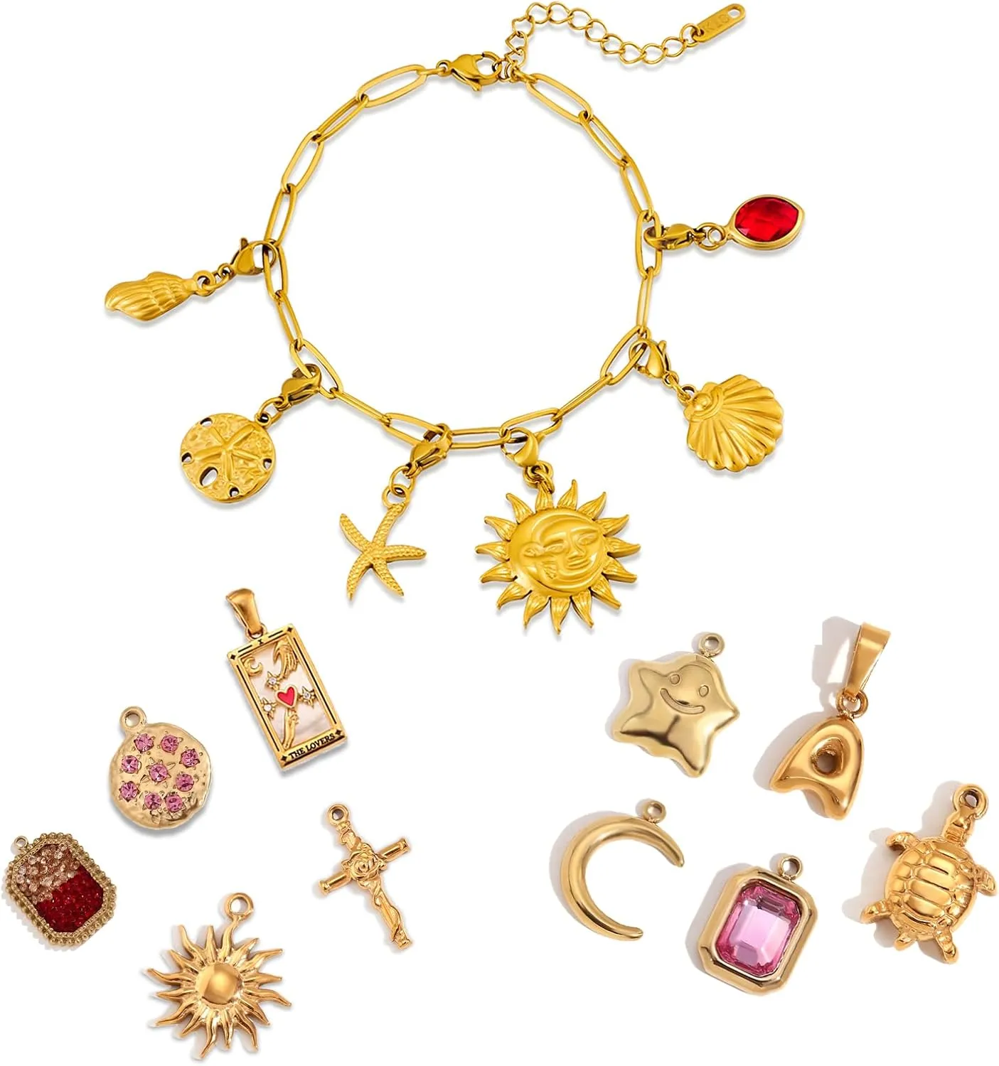 Personlized Charm Bracelet for Women, Custom Charm Bracelet, Design Your Own Charm Pendant Bracelet Set, Multiple Charm Pendant Available, Mom Grandma Jewelry Charm Bracelet Gift for Her.