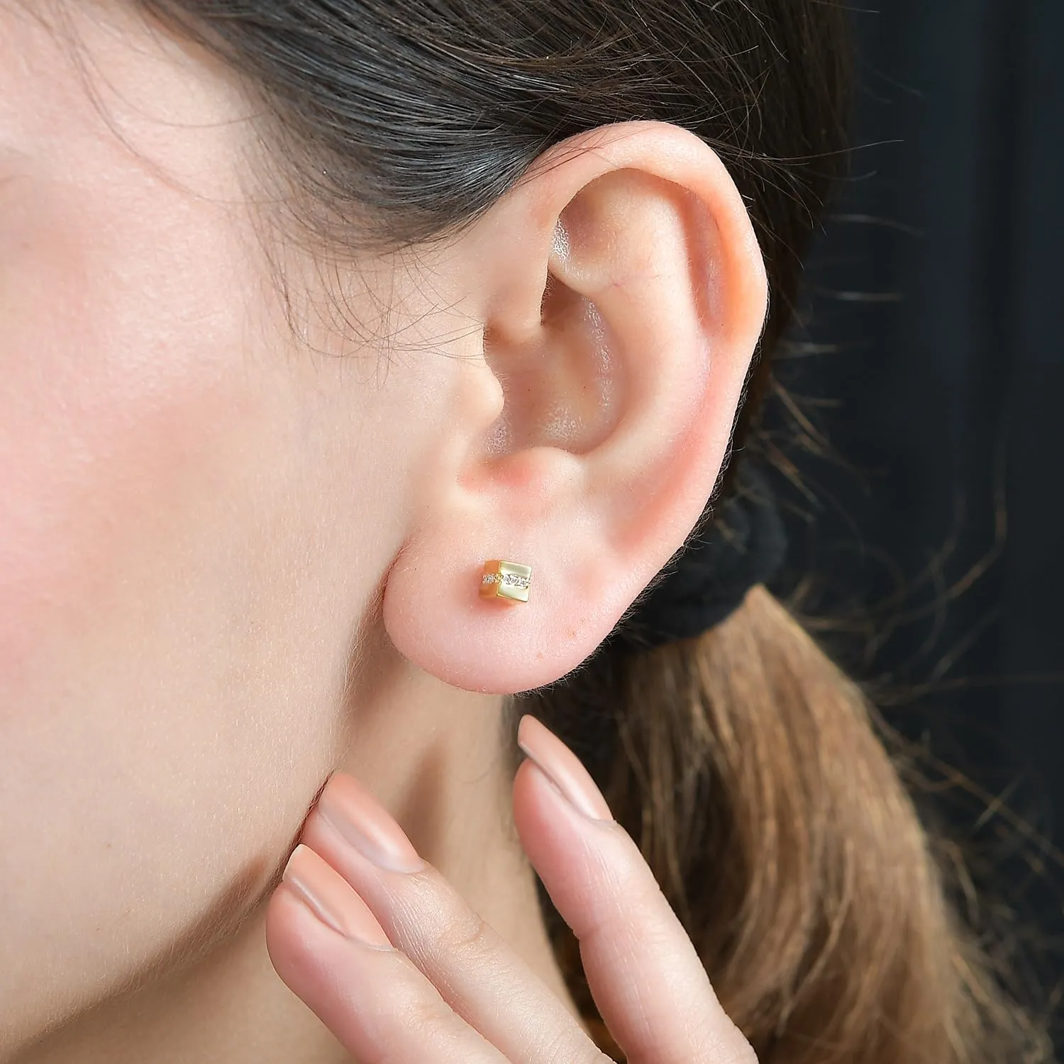PHNX Minimalist Cubic Zirconia Stud Earrings For Women | Hypoallergenic Lightweight Sterling Silver | Bohemian Chic Gold Earrings | Elegant Cubic Zirconia Jewelry, Christmas Gifts