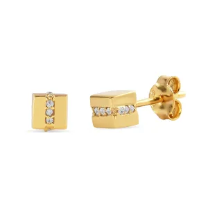 PHNX Minimalist Cubic Zirconia Stud Earrings For Women | Hypoallergenic Lightweight Sterling Silver | Bohemian Chic Gold Earrings | Elegant Cubic Zirconia Jewelry, Christmas Gifts