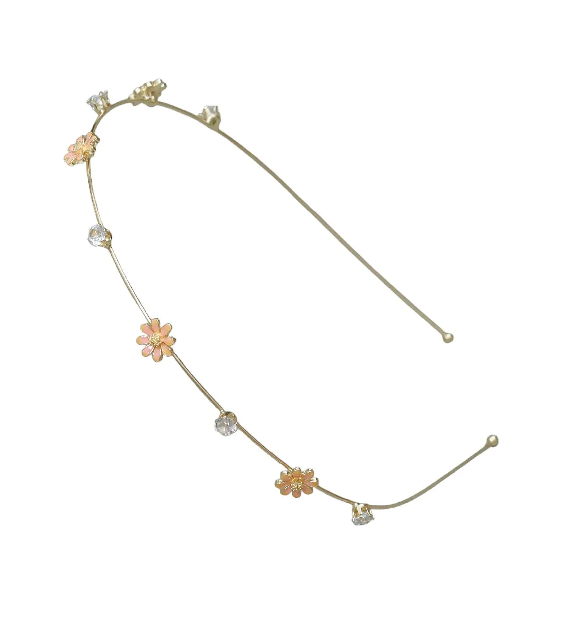 Pink Blossom and Crystal Hair Adornment Set with Rhinestone and  Pearl- Pack of 3,  Golden Pink And White