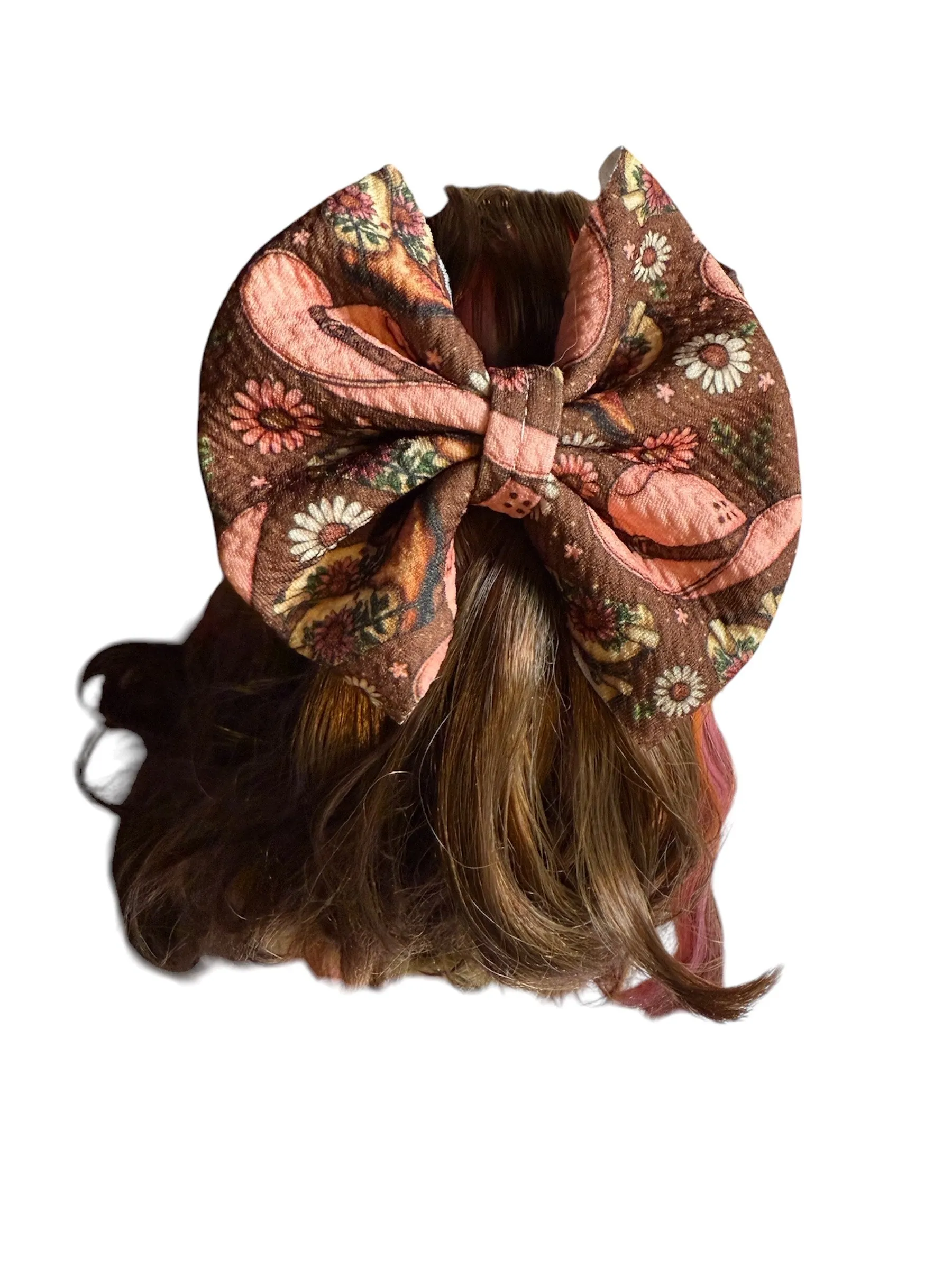 Pink Cowboy Hat Hair Bow Clip