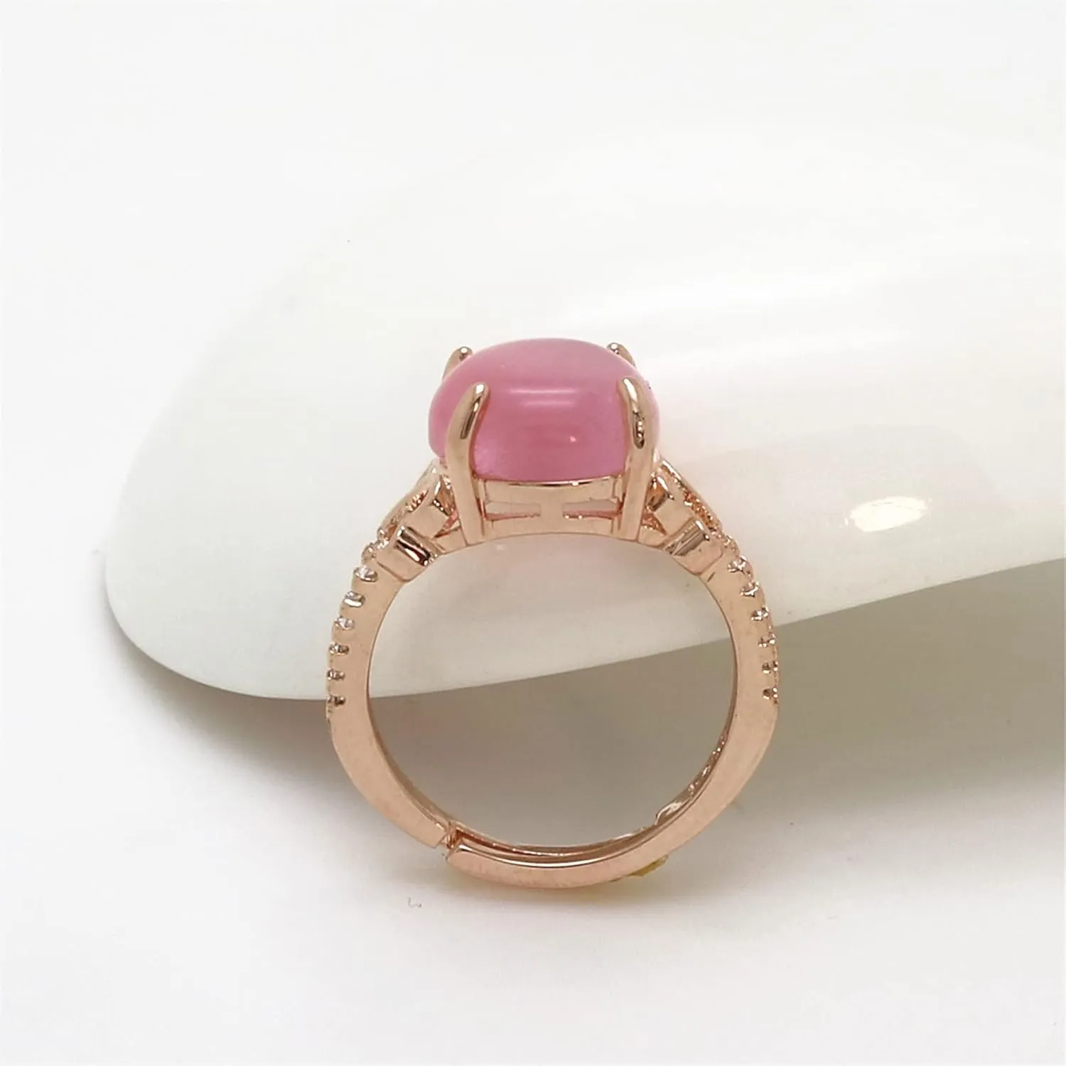 Pink Gemstone Butterfly Ring for Women Minimalist Design Elegant Jewelry Adjustable Ring