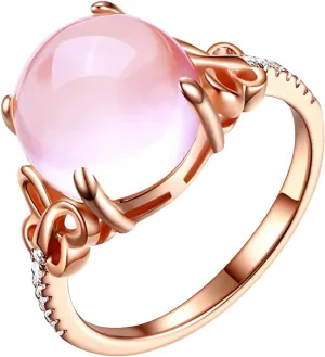 Pink Gemstone Butterfly Ring for Women Minimalist Design Elegant Jewelry Adjustable Ring